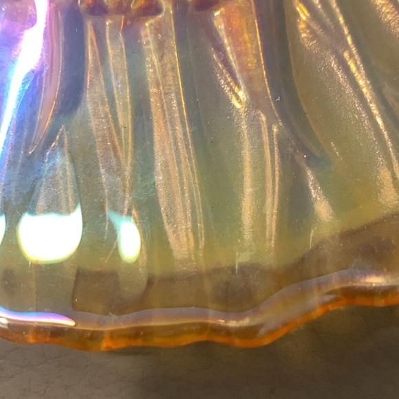 10 50’s MARIGOLD IRIDESCENT LUSTER CARNIVAL GLASS SUNFLOWER PLATES MIDCE… - Picture 6 of 9